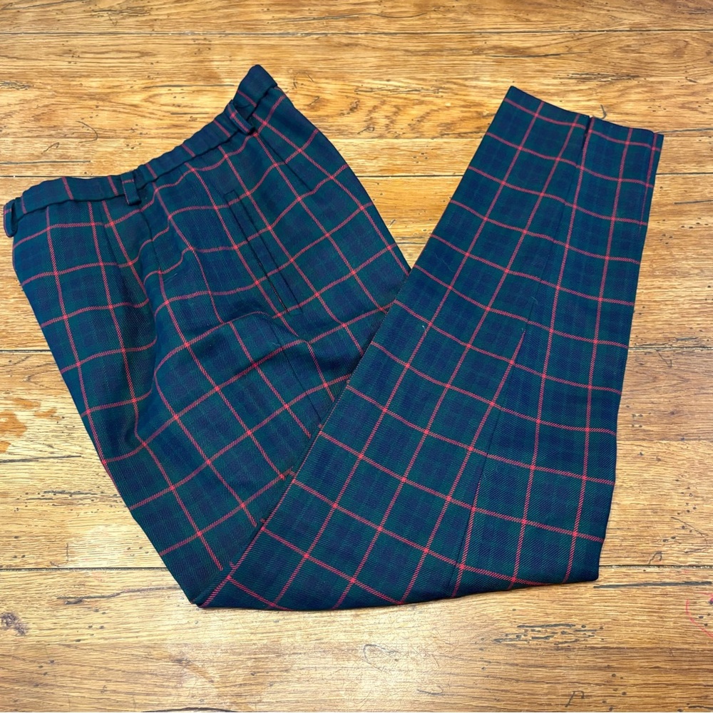 Vintage USA Pendleton Preppy Tartan Plaid Wool Woman’s Straight Leg Trousers